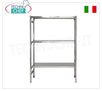 Scaffali Componibili Inox, Ripiani Asolati, Montaggio a Gancio - Moduli H 150 con varie Profondità. 