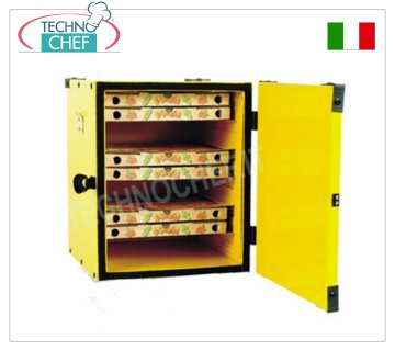 Boîte à pizza, isotherme Caisse à pizza avec guides pour caisses, isolée thermiquement, capacité 12 caisses de 330 mm, dim. mm 410x410x520h