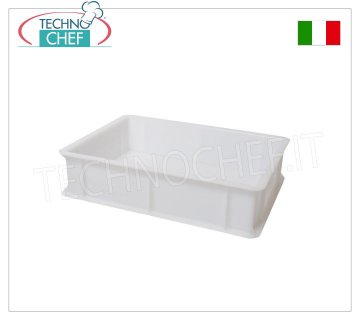 Boîtes pour pains de pâte à pizza mesurant 40x30x10h cm, couleur blanche Boîte porte-pain à pâte à pizza, empilable en polyéthylène alimentaire, coloris blanc, dim.mm.400x300x100h