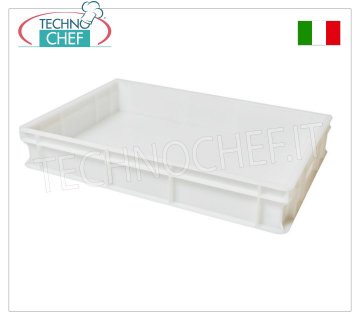 Boîte à pain de pâte à pizza 60x40x10h cm, couleur blanche Boîte porte-pain à pâte à pizza, empilable en polyéthylène alimentaire, coloris blanc, dim.mm.600x400x100h