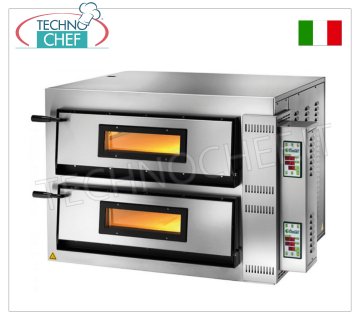 FIMAR - Four à pizza électrique pour 6+6 grandes pizzas, 2 chambres TRANSVERSALES indépendantes de 108x72 cm, commandes NUMÉRIQUES mod. FMDW6+6 FOUR À PIZZA ÉLECTRIQUE pour 6+6 grandes pizzas, 2 chambres de cuisson TRANSVERSALES indépendantes mesurant 1080x720x140h mm entièrement en matériaux réfractaires, COMMANDES NUMÉRIQUES, température de +50° à +500 °C, poids 365 kg, V.230/1, kw 18, faible. mm.1520x850x750h