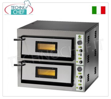 FIMAR - Four à pizza électrique pour 6+6 pizzas, 2 chambres transversales indépendantes de 91,5x61 cm, mod. FMEW6+6 FOUR À PIZZA ÉLECTRIQUE à 2 CHAMBRES de 915x610x140h mm, avec PORTE VERRE, table de cuisson réfractaire, 4 THERMOSTATS RÉGLABLES pour BASE et TOP, température de +50° à +500 °C, 12,8 kW, poids 187 Kg, dimensions extérieures mm.1150x735x750h
