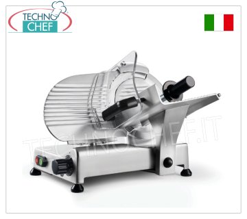 FAC - AFFETTATRICE a GRAVITA', lama Ø 220 mm, linea CURVY LINE,  ESECUZIONE CE DOMESTICO, Mod.C220AF/D Affettatrice a gravità/inclinata, lama diametro 220 mm, linea CURVY LINE, completa di affilatoio lama fisso, V.230/1, Kw.0,25, Peso 13,5 Kg, dim.mm.405x415x340h