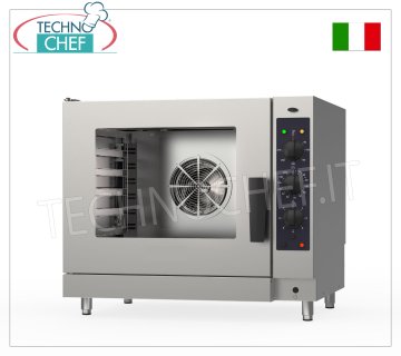 FORNO CONVEZIONE-VAPORE a GAS per GASTRONOMIA, 6 TEGLIE GN 1/1, COMANDI ELETTROMECCANICI