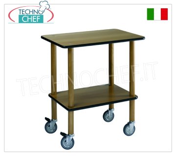 Carrello Gueridon con struttura in legno massello, 2 ripiani, dim.mm 700x450x800h