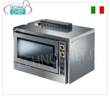 Forno convezione Gas per 4 Teglie Pasticceria-Pane (mm600x400), comandi meccanici con Umidificatore,  gim. mm 960x760x740h