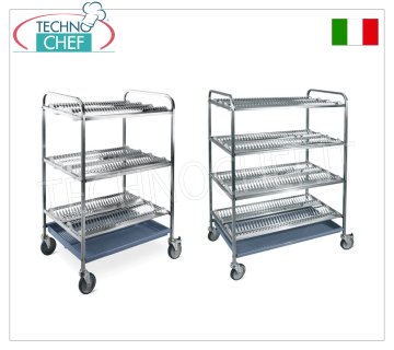Carrello scolapiatti e scolabicchieri in acciaio inox