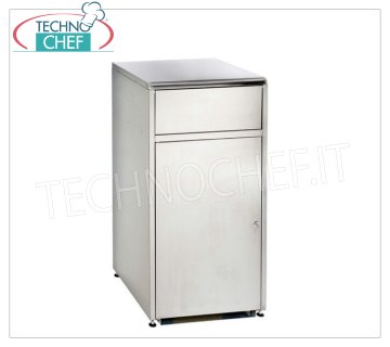 Pattumiera Svuota Vassoi Self-Service con Sportello Basculante e Piano appoggio Vassoi