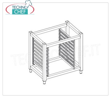 TECHNOCHEF - Supporto base in tubolare inox per Forno Convezione Supporto base in tubolare inox con ripiano inferiore e porta guide per Forni Convenzione 6 e 10 TEGLIE GN1/1, Peso 20 Kg, dim.mm.860x640x845h