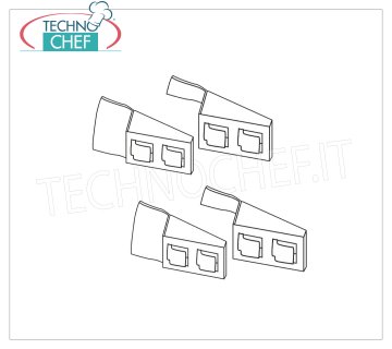 TECHNOCHEF - Kit 4 crochets en acier inoxydable pour supporter des étagères inclinées, Mod.97001x2 + 97030 + 97031 Kit avec 4 crochets en acier inoxydable à couplage rapide pour supporter des étagères inclinées.