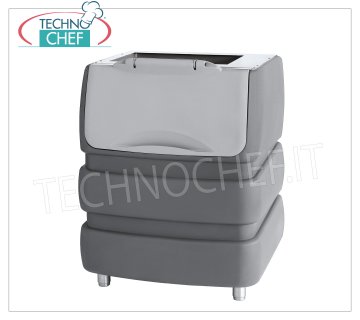 Contenitori/Depositi per macchine ghiaccio, capacità 240 Kg. Deposito ghiaccio in polietilene altamente isolato, capacità 240 Kg, utilizzabile con: produttori granulari mod. G250 - G500, produttori in cubetti mod. C80 - C180, dimensioni mm 942x795x1053h.