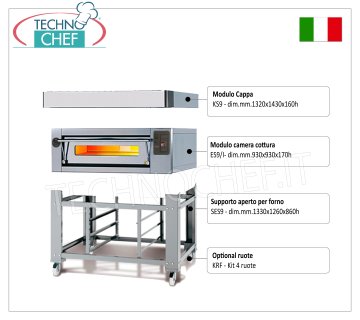Forno pizza elettrico per 9 pizze da mm 300, camera da mm 930x930