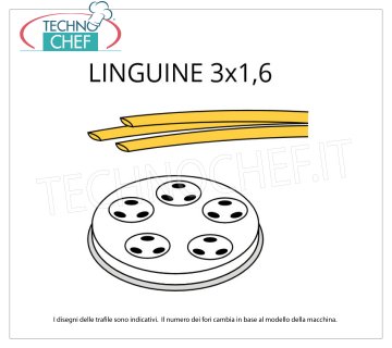 Technochef - MATRICE LINGUINE 3x1.6 en ALLIAGE LAITON-BRONZE Matrice linguine en alliage laiton-bronze 3x1,6 mm, pour modèle MPF1.5N