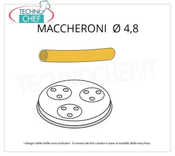Technochef - FILET MACARONI Ø 4,8 en ALLIAGE LAITON-BRONZE Matrice pour macaronis en alliage laiton-bronze Ø 4,8 mm, pour mod.MPF1.5N