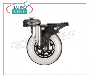 Technochef - Kit 4 roues élastiques, dont 2 avec frein, mod. et KIT 4 roues élastiques diamètre 125 mm dont 2 avec frein