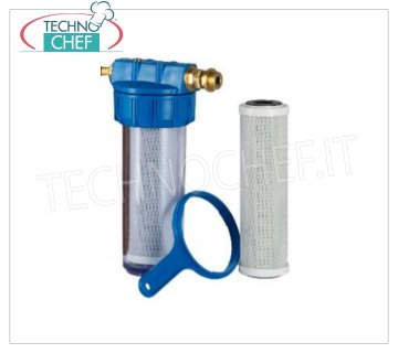 Technochef - FILTRO ad ACQUA con CARTUCCIA in CARBONE ATTIVO, attacchi da 3/4'', Mod.NK224CC