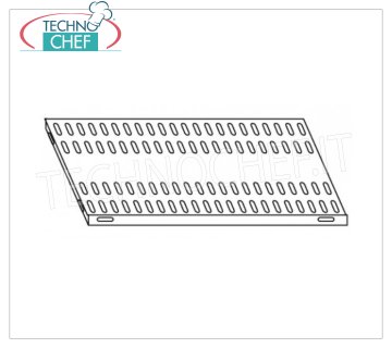 TECHNOCHEF - Ripiano asolato Inox 304 per scaffale, cm 60x60, Mod.706060 Ripiano asolato per scaffalatura in acciaio inox AISI 304 con montaggio a gancio o a bullone, finitura lucida, bordi arrotondati, spessore 8/10, forniti con omega di rinforzo, portata Kg 135, dimensioni cm 60x60