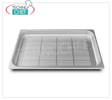 SPIDOCOOK - Plateau Inox Perforé GN 1/1, h 40 mm, Mod.TG820 Plaque à pâtisserie Gastro-Norm 1/1 (mm 530x325) en acier inoxydable perforé, h 40 mm.