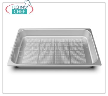 SPIDOCOOK - Plateau Inox Perforé GN 1/1, h 65 mm, Mod.TG830 Plaque à pâtisserie Gastro-Norm 1/1 (mm 530x325) en acier inoxydable perforé, h 65 mm.