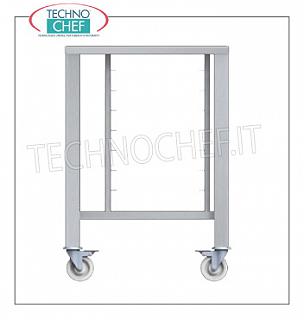 Support de base pour fours en acier inoxydable avec tablette inférieure et roues avec paire de guides Support de base pour les fours 430 en acier inoxydable avec tablette inférieure et roues avec paires de guides pour l'insertion de 6 grilles GN 1/1 (mm 530X325) ou 6 mm.600x400, pour Mod: TK-EKF311; TK-EKF364; TK-EKF411 et TK-EKF464, poids Kg.36,6, dim.mm.801x686x833